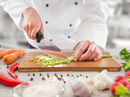 Chef chopping food