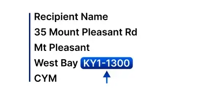 Cayman postal code format