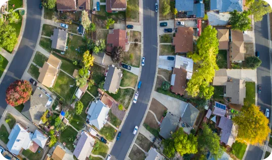 Birds-eye view of neighborhood.