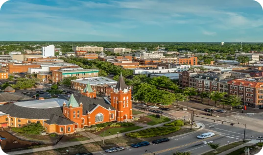 Main block of a mid-sized town.