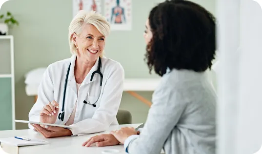 Physician interacting with patient
