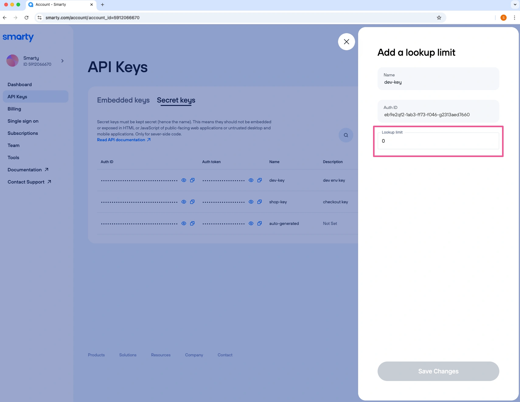 Specify lookup limit