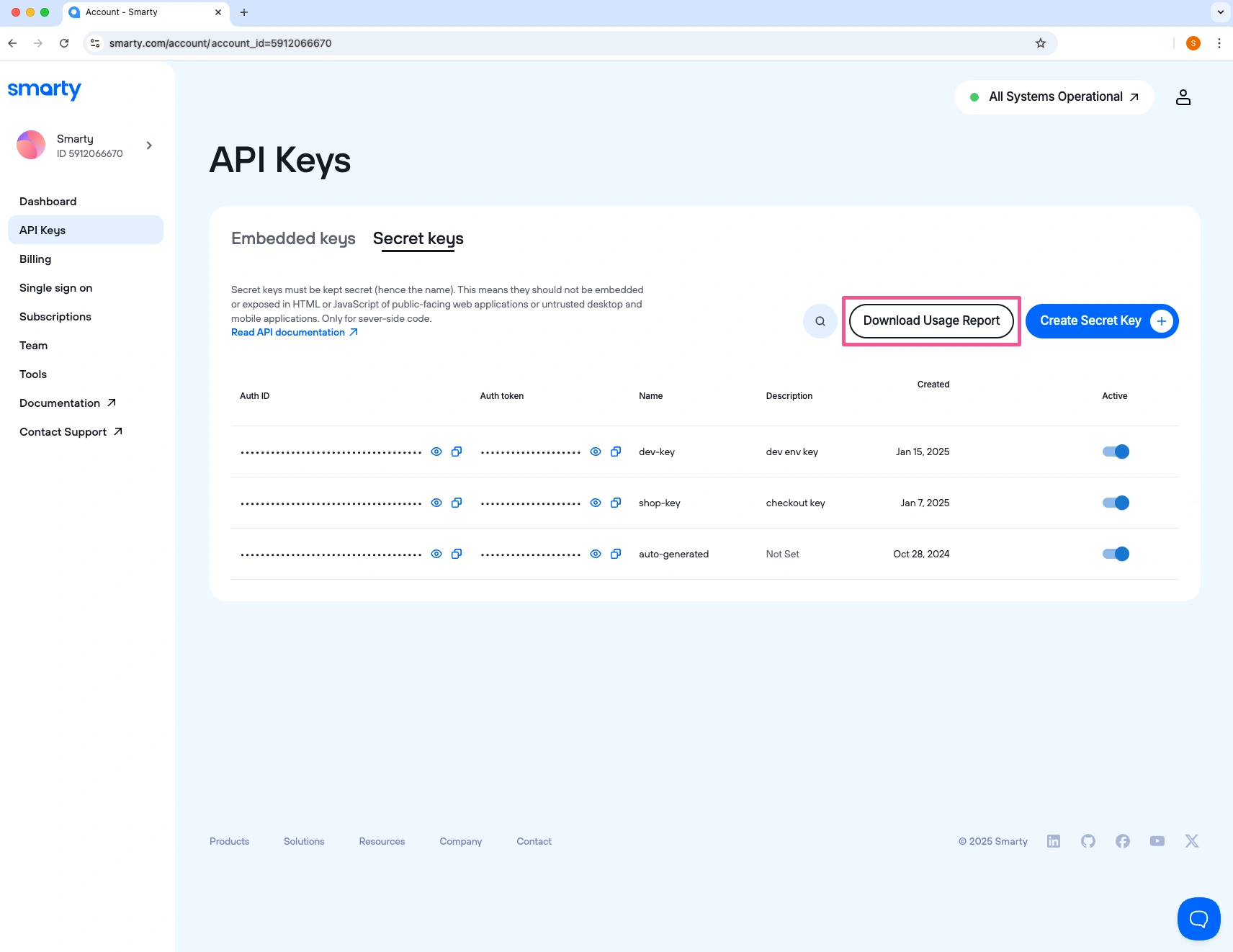 Select download usage report